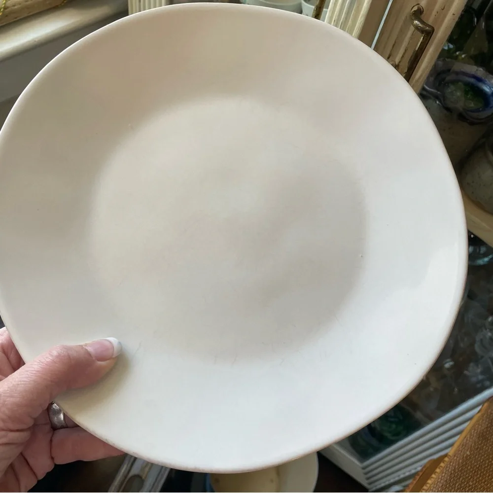 Crate & Barrel white organic wavy dinner plate